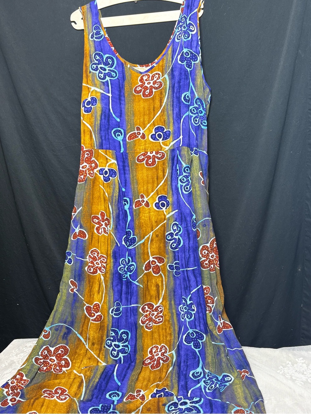 VTG Jams World Rayon Popover Dress M Multi Floral Retro Hawaiian Midi Sundress L